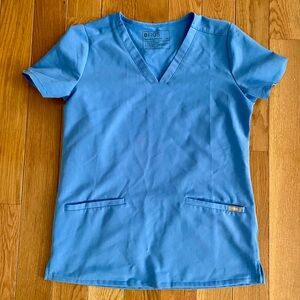 Figs Ceil Blue V-Neck Scrub Top